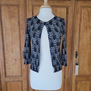 Talbots Round Neck Cardigan. Black And White. Size XS